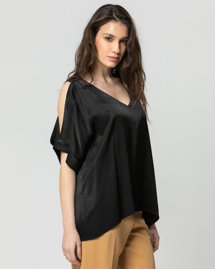 Silk touch μπλούζα με ζώνη σε 2 χρώματα N2110