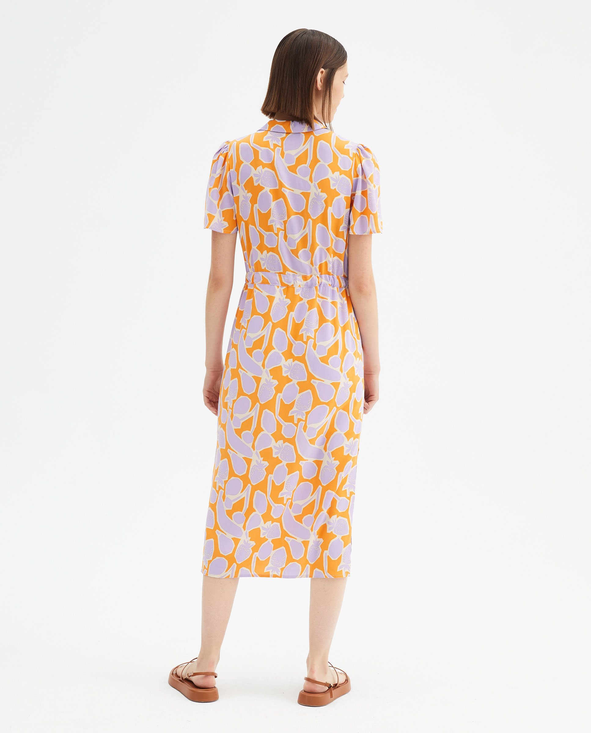​Σεμιζιέ πορτοκαλί Φόρεμα με Print Compania Fantastica