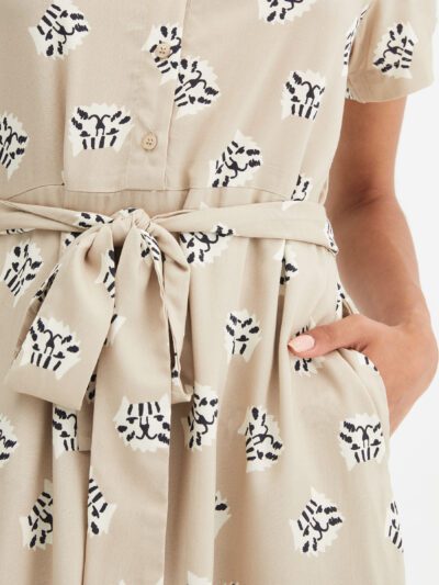 Μπεζ Midi Φόρεμα με Animal Print μπεζ Compania Fantastica