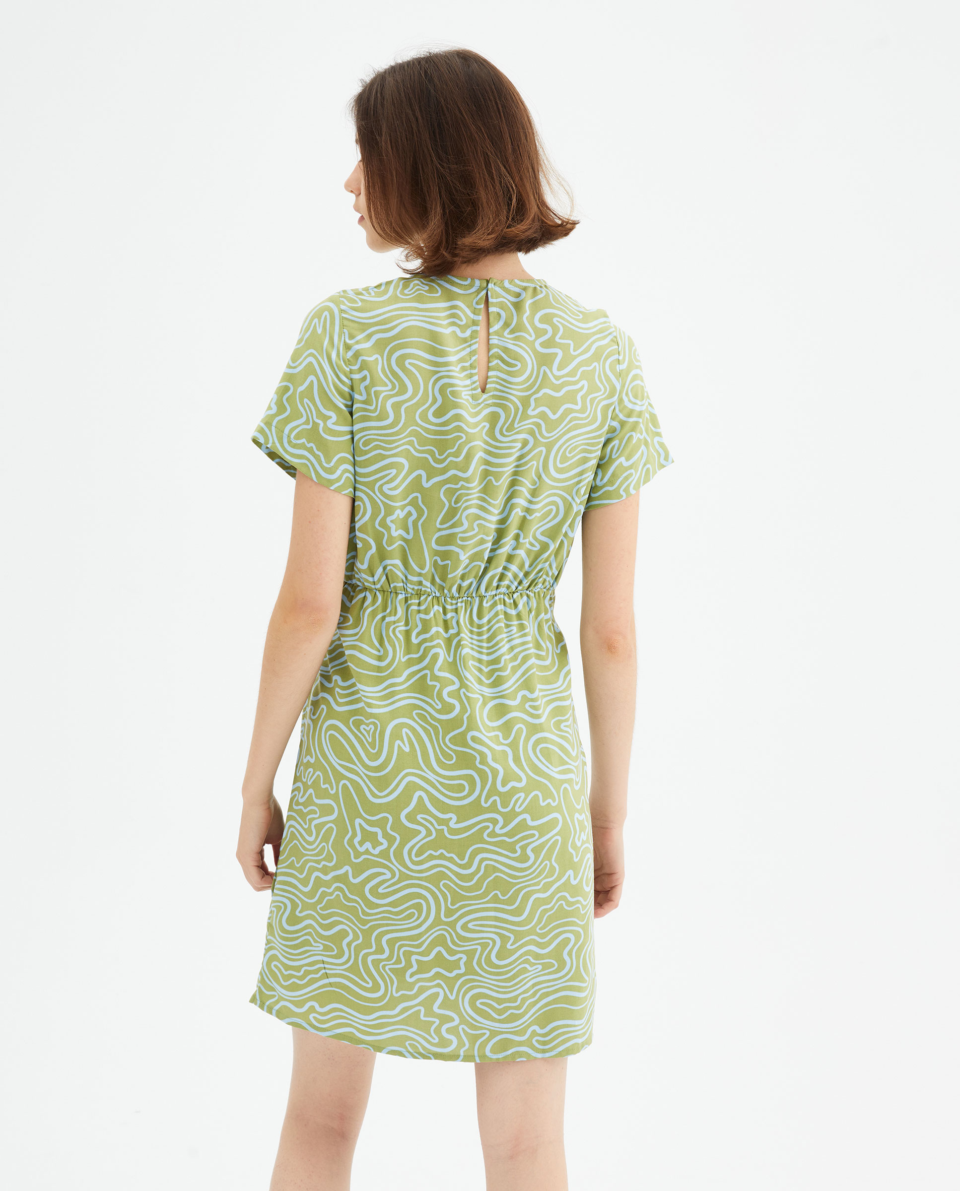 Φόρεμα Mini Wrap Wave Print πράσινο Compania Fantastica