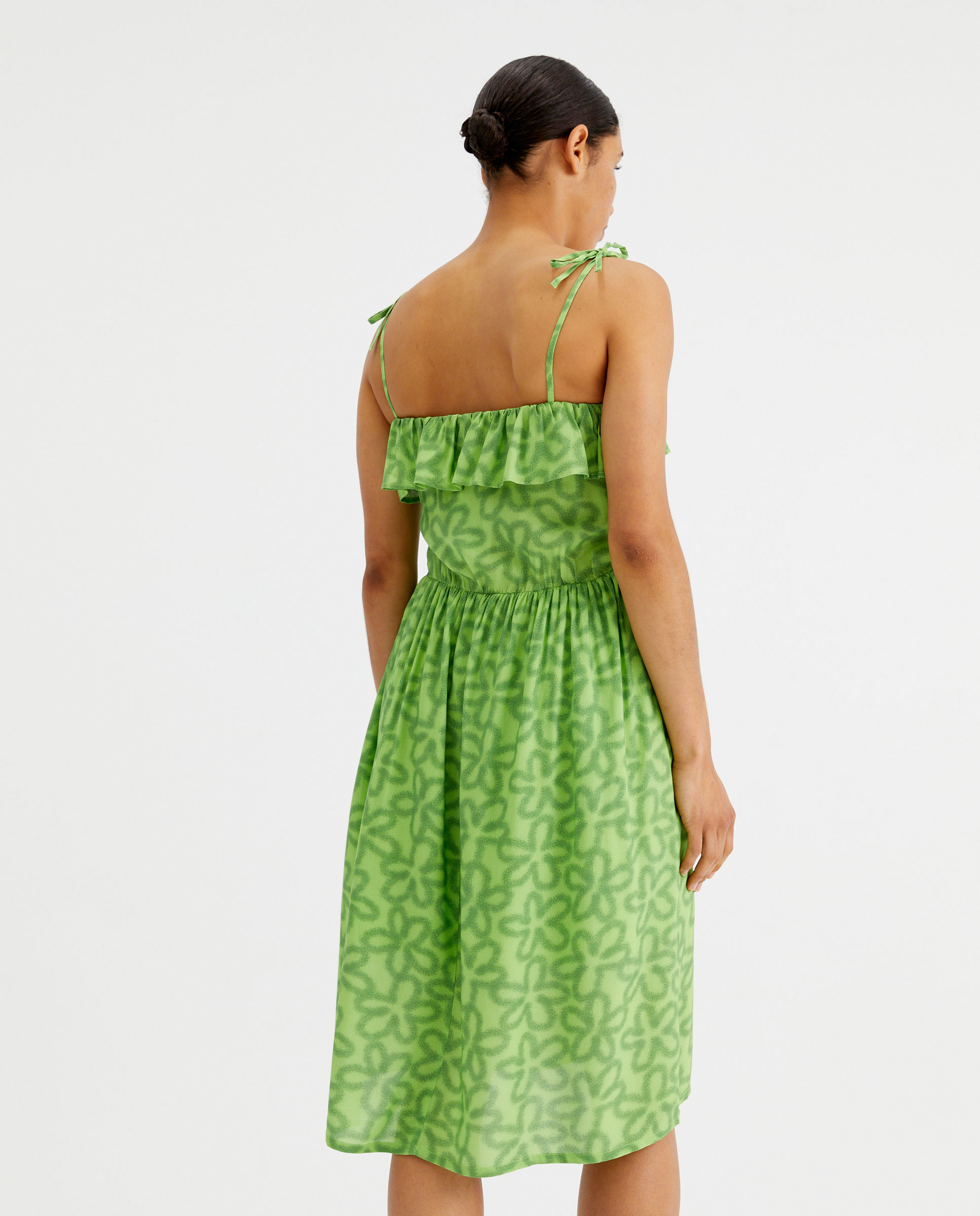 Πράσινο Φόρεμα με Τιράντες LIME FLOWER PRINT Compania Fantastica