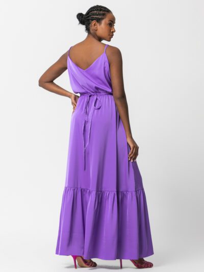 Φόρεμα μακρύ σατέν σε 2 χρώματα Sour/lou/lou