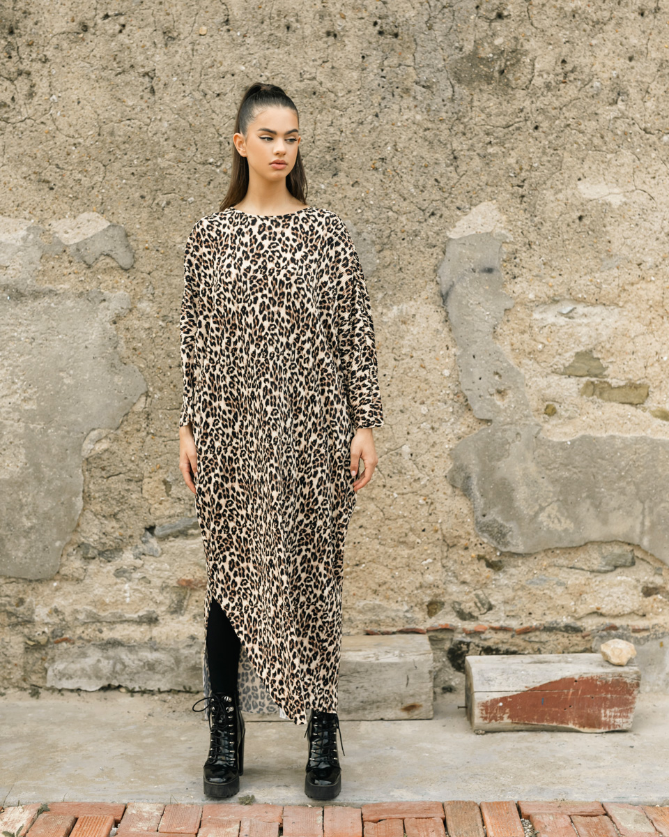 Φόρεμα Leopard πλισέ Sour/lou/lou