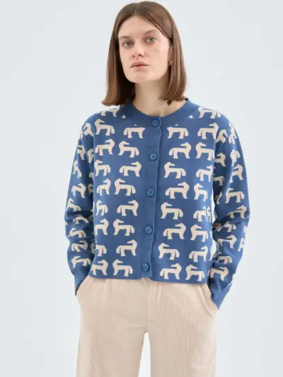 Ζακέτα μπλε Fine Knit Horse Print Compania Fantastica