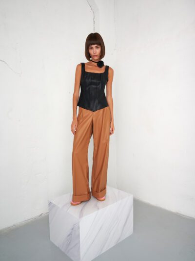 PLEATHER WIDE PANTS Same old new