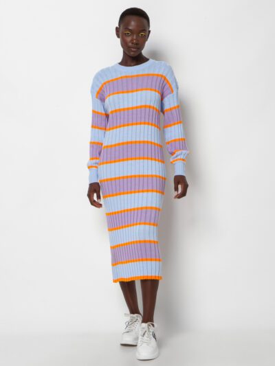 Πλεκτό ριγέ φόρεμα σε 2 χρώματα Floss