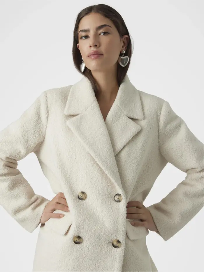 Γυναικείο κοντό παλτό εκρού Vero Moda