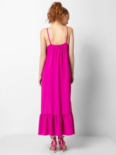 Μακρύ φόρεμα με ράντα σε 2 χρώματα Ν2110