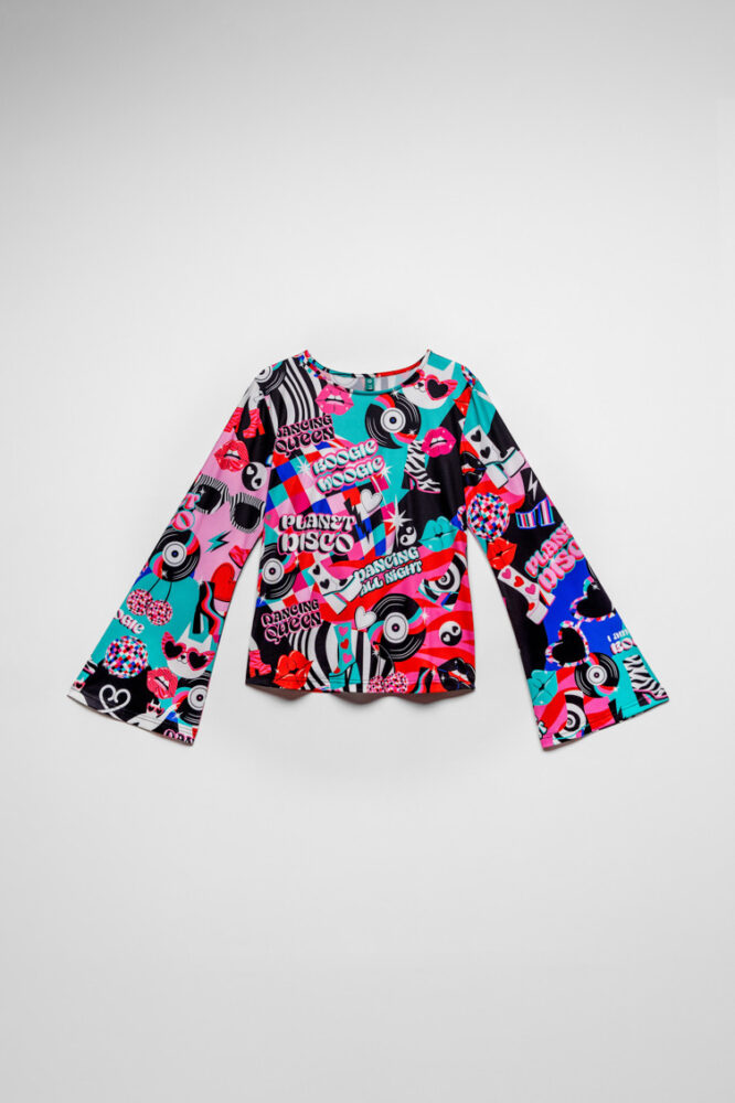 Planet Disco Μπλούζα με πολύχρωμο print Lolina - Image 5