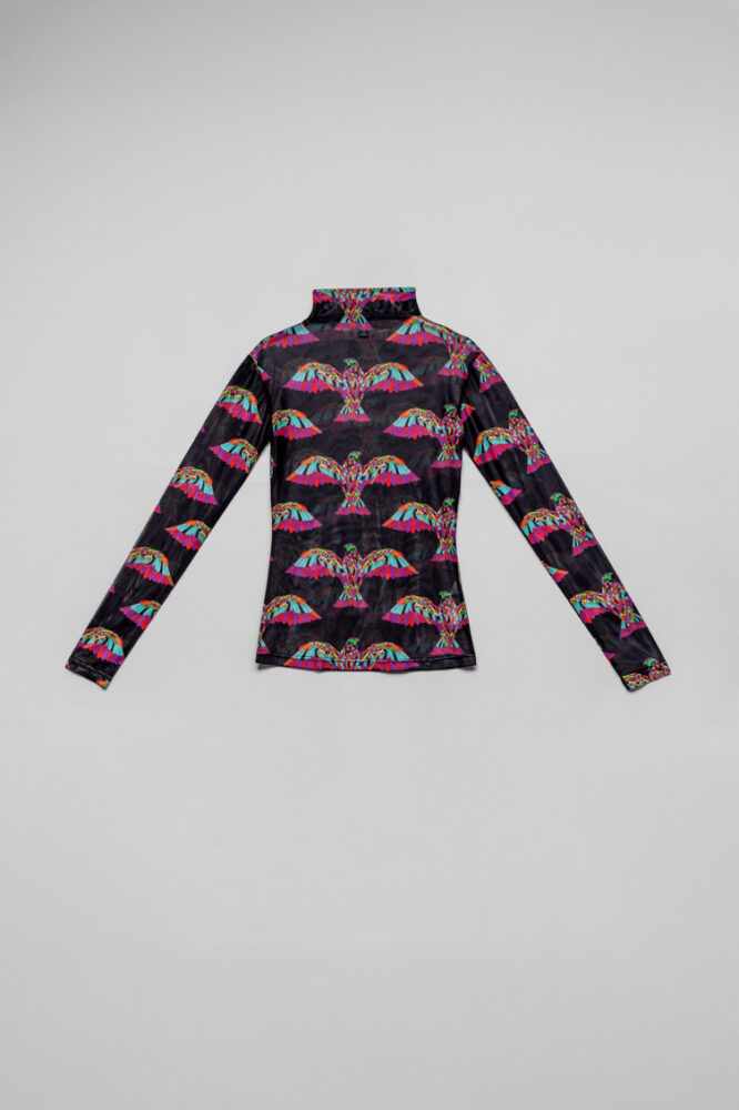 Ave Fénix Sweater Μαύρη διαφάνεια με print Lolina - Image 5