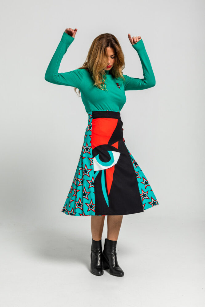 Starwoman Φούστα midi Bowie Star print LOLINA - Image 8