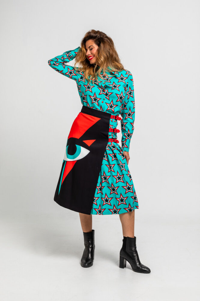 Starwoman Φούστα midi Bowie Star print LOLINA - Image 9