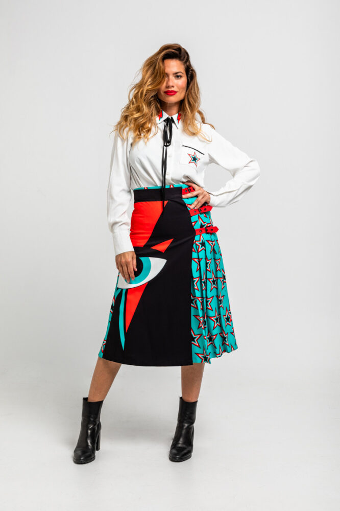Starwoman Φούστα midi Bowie Star print LOLINA