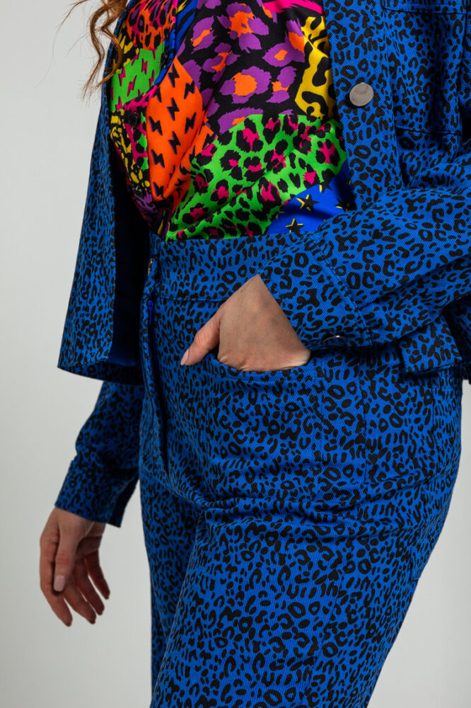 Caótica Παντελόνι μπλε με animal print LOLINA - Image 4