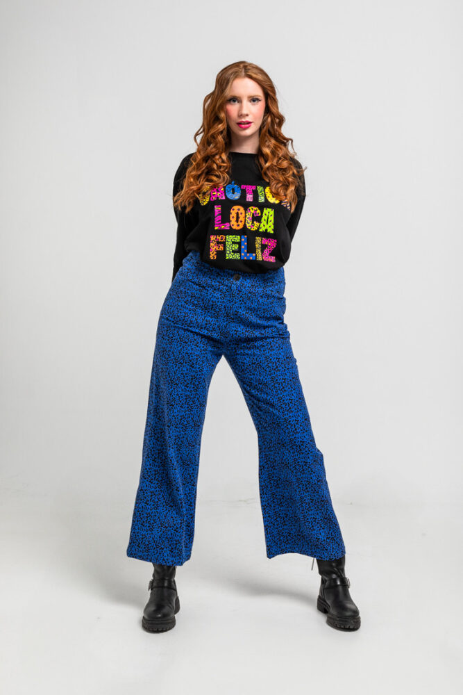Caótica Παντελόνι μπλε με animal print LOLINA - Image 5