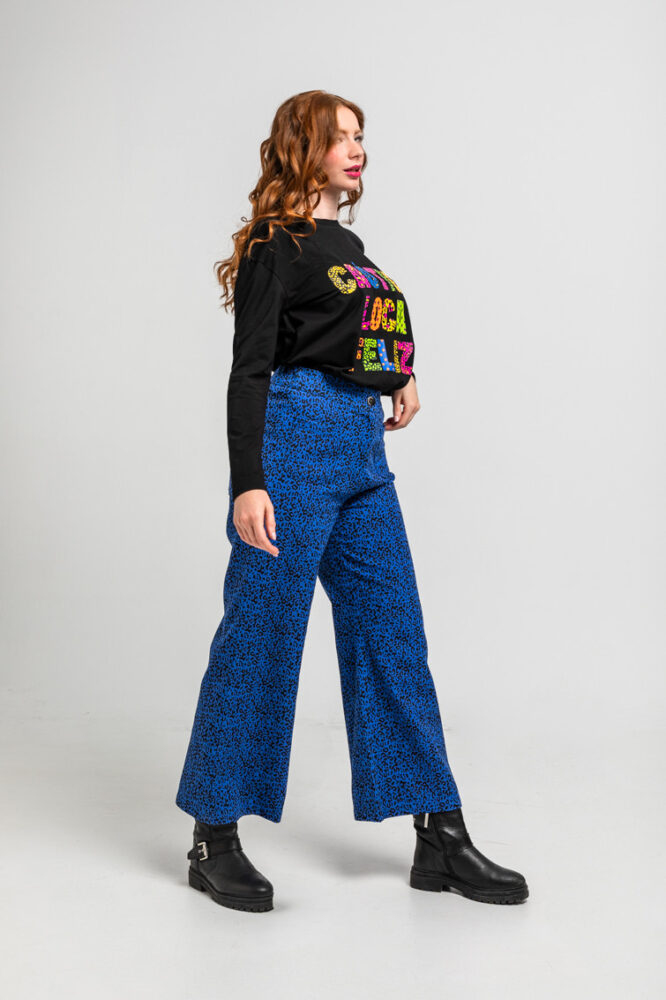 Caótica Παντελόνι μπλε με animal print LOLINA - Image 6