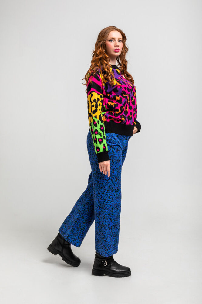 Caótica Παντελόνι μπλε με animal print LOLINA - Image 8