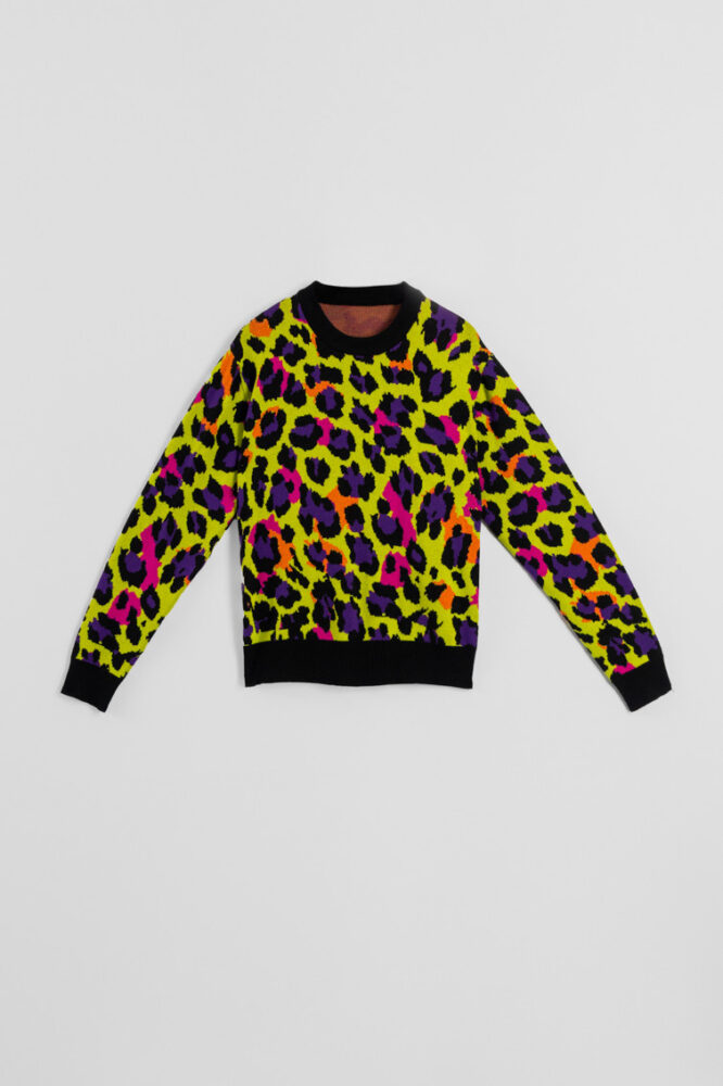 I'm Felina Κίτρινο πλεκτό πουλόβερ με animal print LOLINA - Image 7