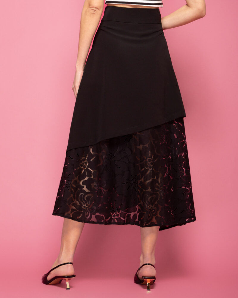 Ψηλόμεση μαύρη φούστα με δαντέλα Sour/lou/lou - Image 4