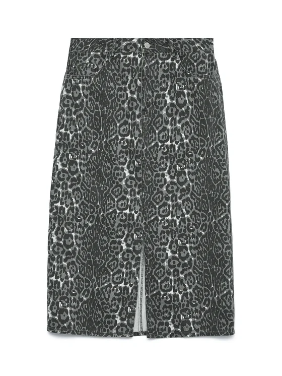 Τζιν midi φούστα γκρι animal print VERO MODA - Image 5