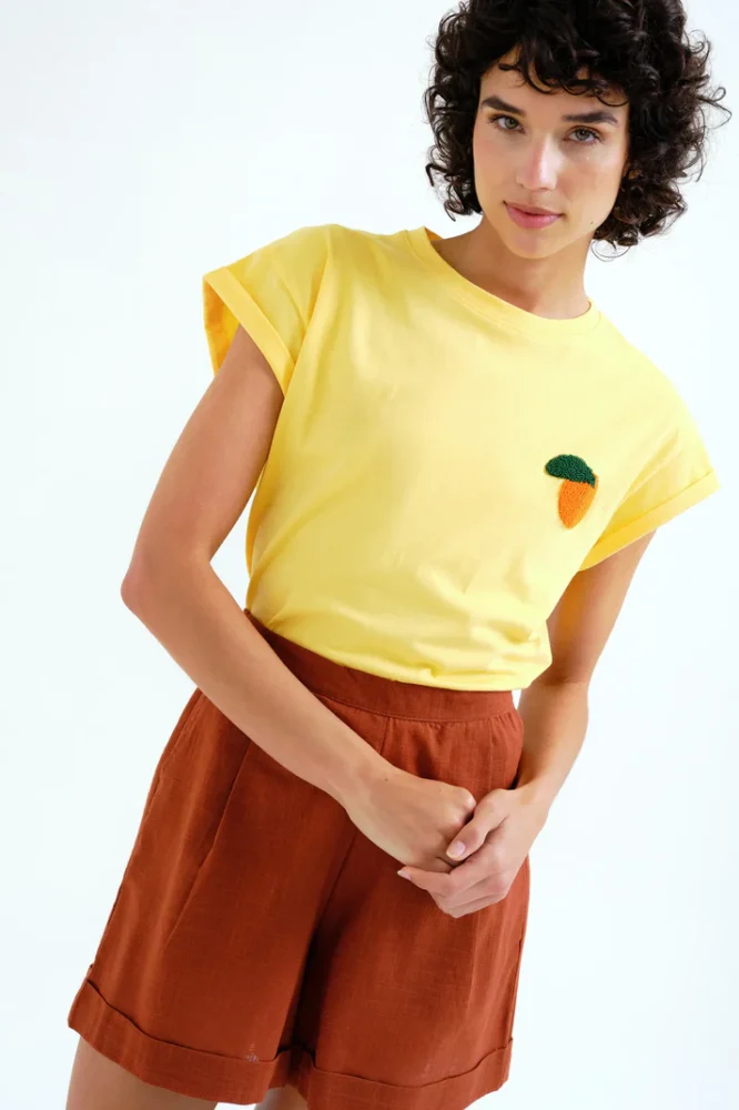 Μπλούζα με κέντημα πορτοκάλι  Compania Fantastica