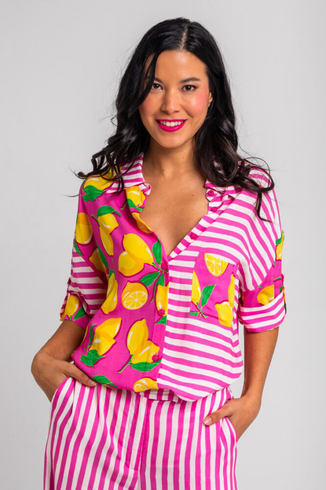 Ροζ σαφάρι πουκάμισο με λεμόνια - Limoncello LOLINA