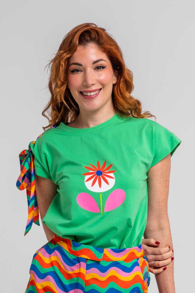 T-shirt πράσινο με κορδέλα  LOLINA