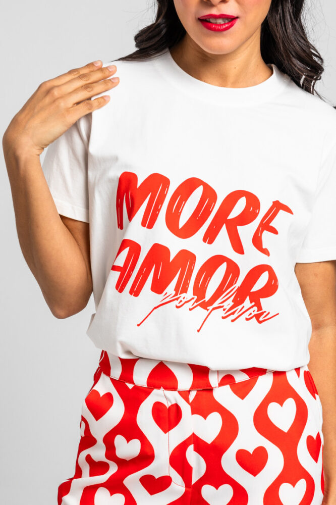 T-shirt λευκό More amor print LOLINA - Image 4