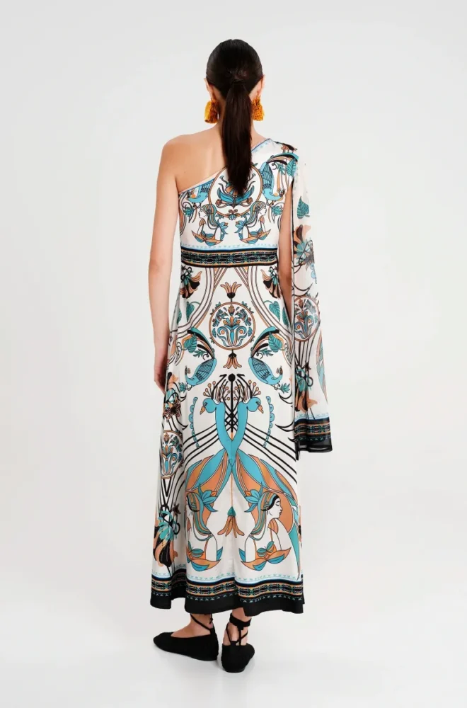 FOUNTAIN ONE SHOULDER ΜΑΚΡΥ ΦΟΡΕΜΑ - Silky PEACE & CHAOS - Image 4