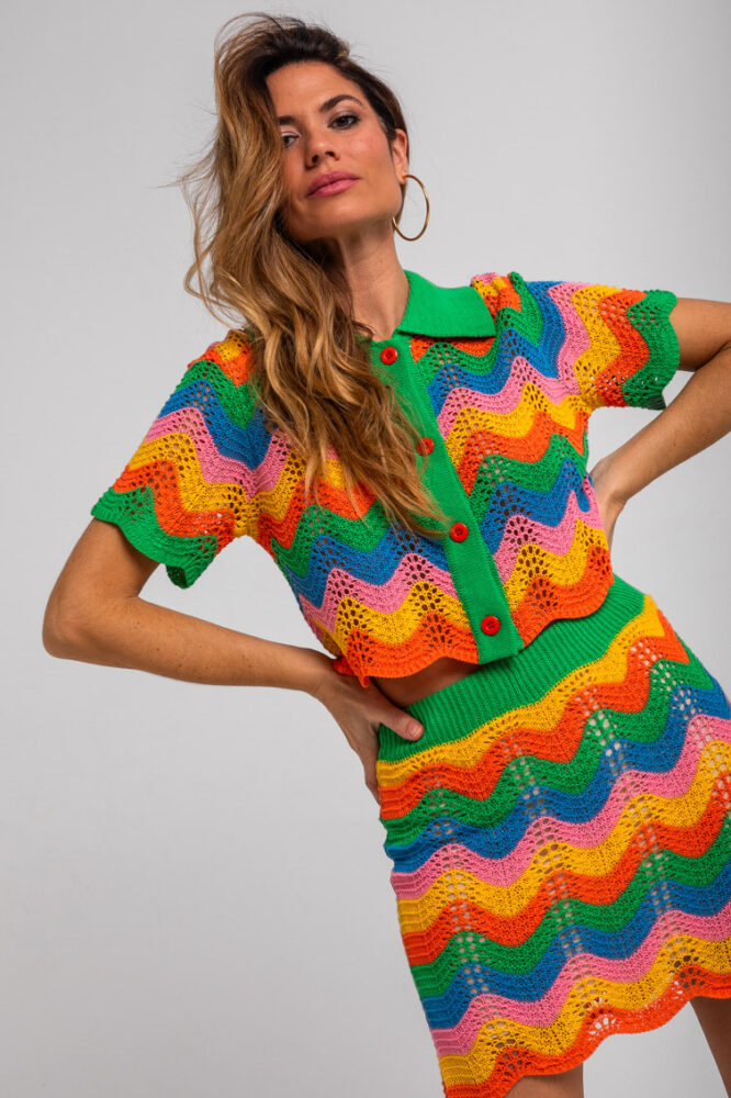 Πολύχρωμη πλεκτή μπλούζα -Échate flores LOLINA