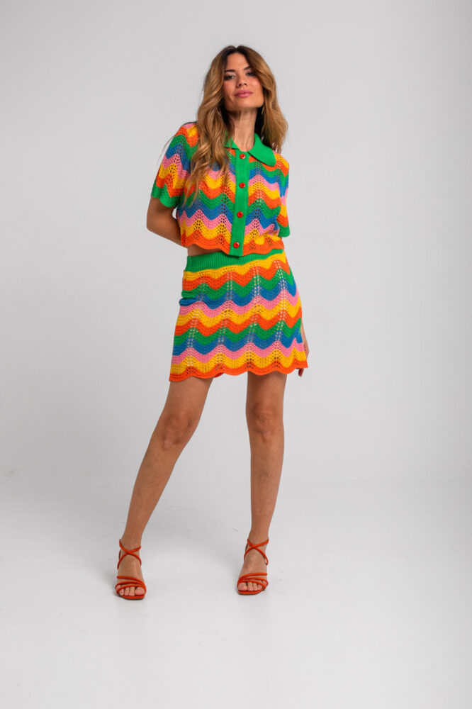 Πολύχρωμη πλεκτή φούστα -Échate flores LOLINA