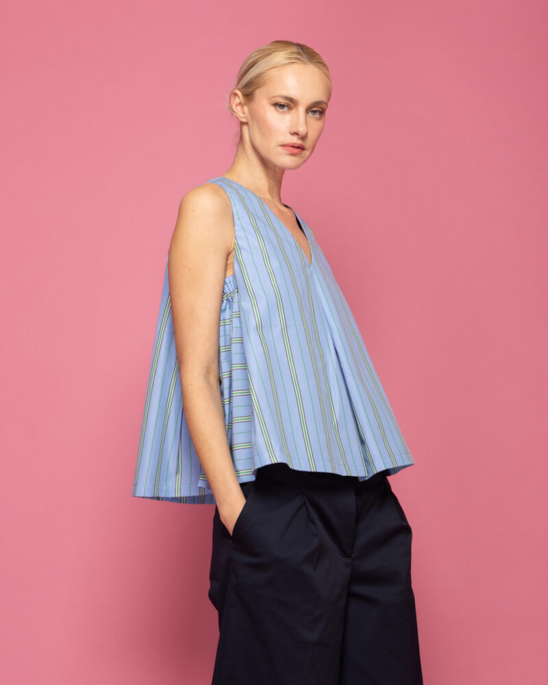 Αμάνικο top γαλάζιο ριγέ print Sour/lou/lou