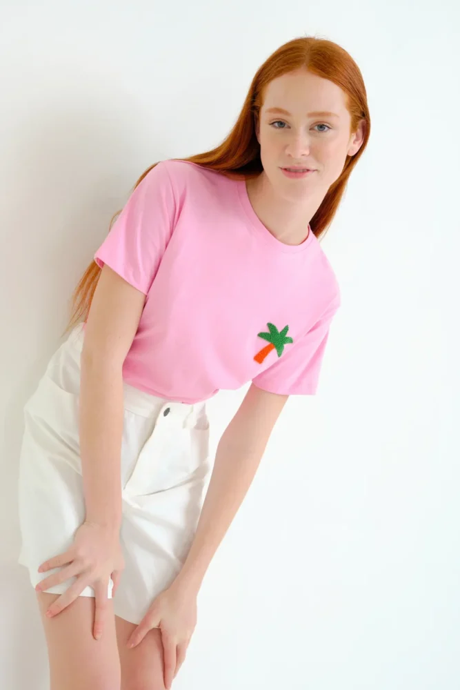 T-Shirt Ροζ Palm Tree Compania Fantastica