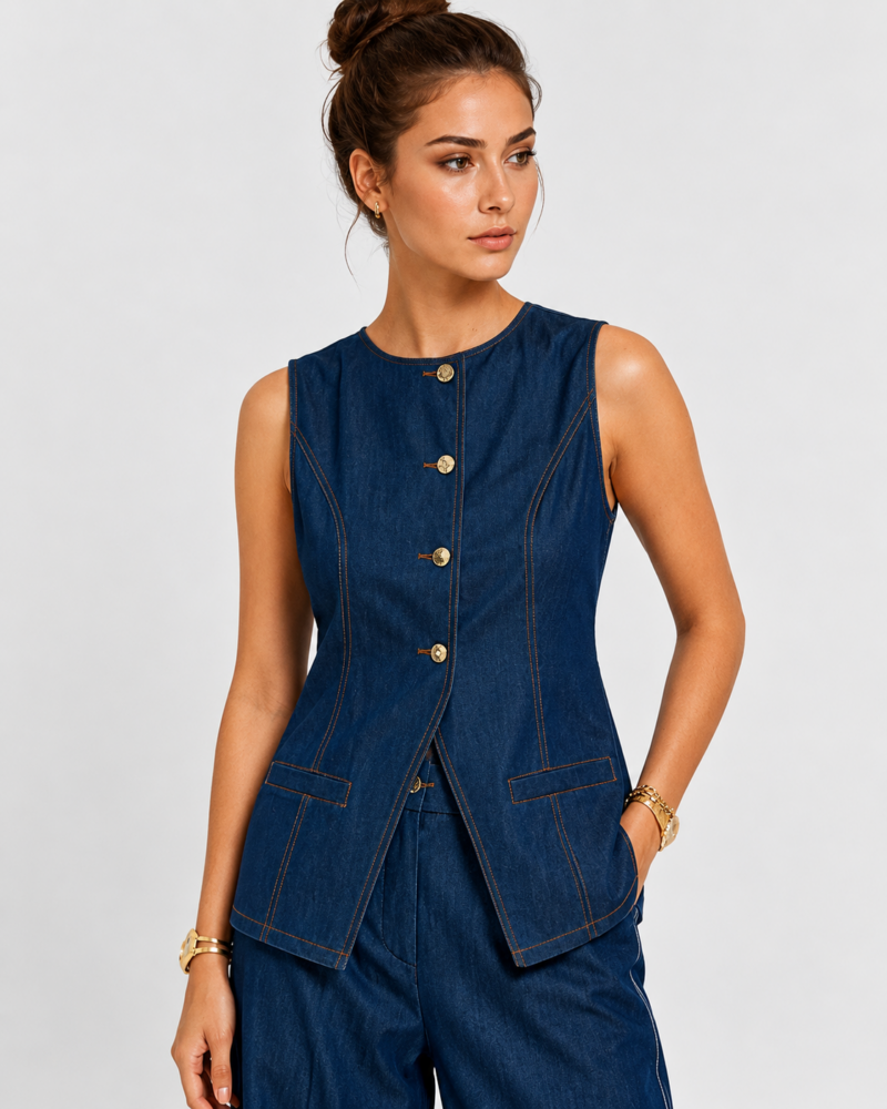 Denim γιλέκο/μπλούζα GΟA GOA