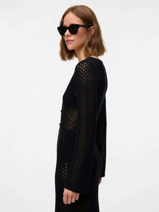 Πλεκτό μακρύ φόρεμα μαύρο Vero Moda - Image 2