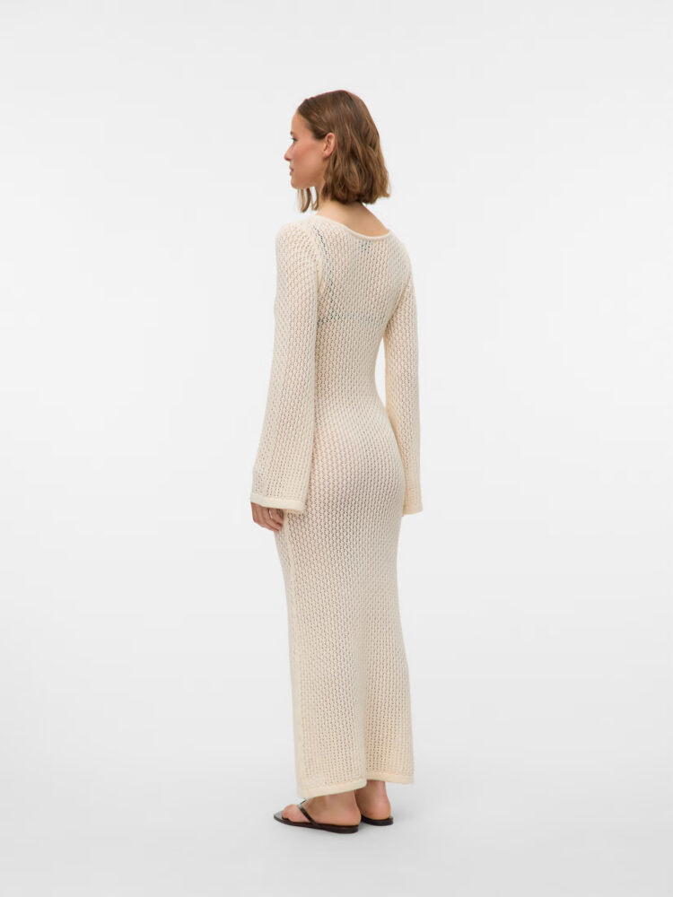 Πλεκτό μακρύ φόρεμα εκρού Vero Moda - Image 3