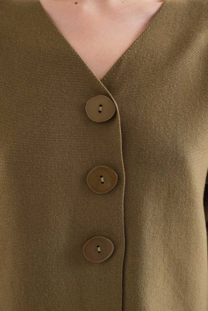 Ζακέτα Πλεκτή V-Neck olive Compania Fantastica - Image 3