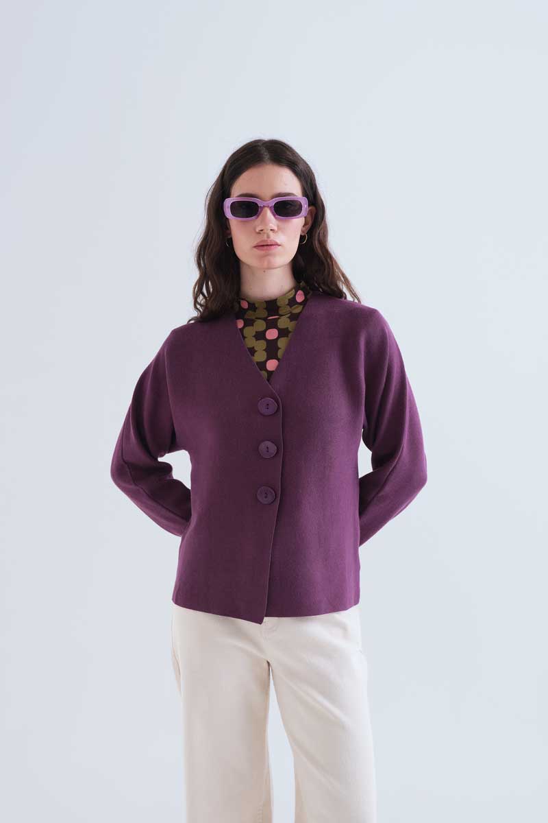 Ζακέτα Πλεκτή V-Neck purple Compania Fantastica