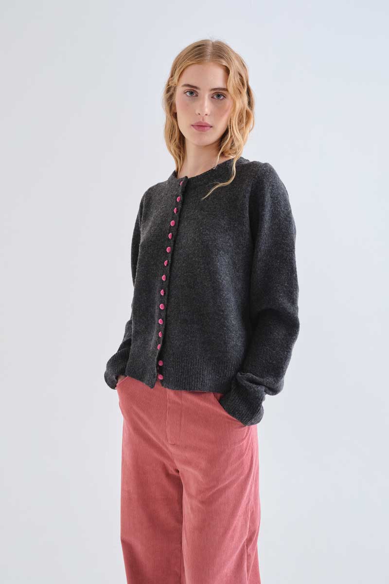 Ζακέτα Πλεκτή Round Neck Anthracite Compania Fantastica