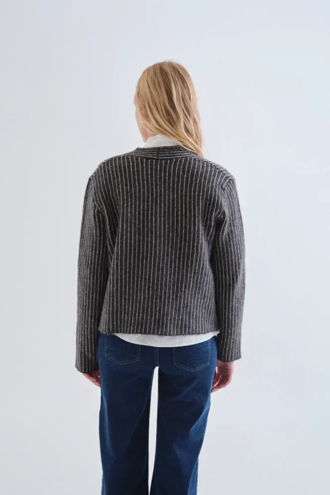 Ζακέτα Πλεκτή Striped γκρι Compania Fantastica - Image 2