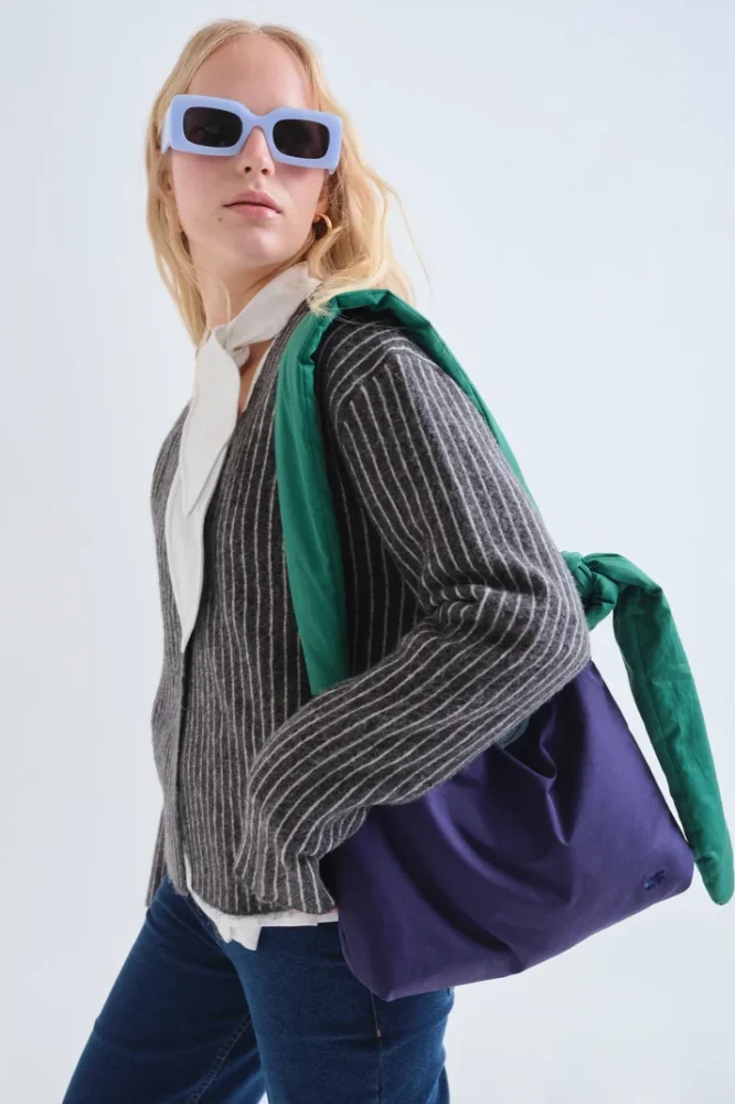 Ζακέτα Πλεκτή Striped γκρι Compania Fantastica - Image 5