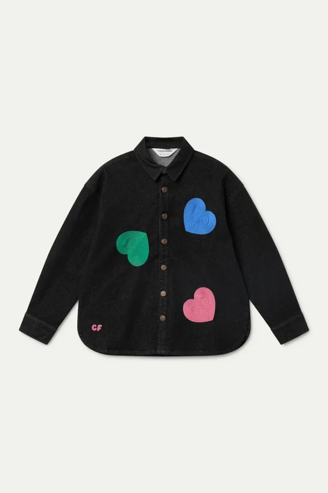 Πουκάμισο Denim Hearts Print μαύρο Compania Fantastica - Image 6
