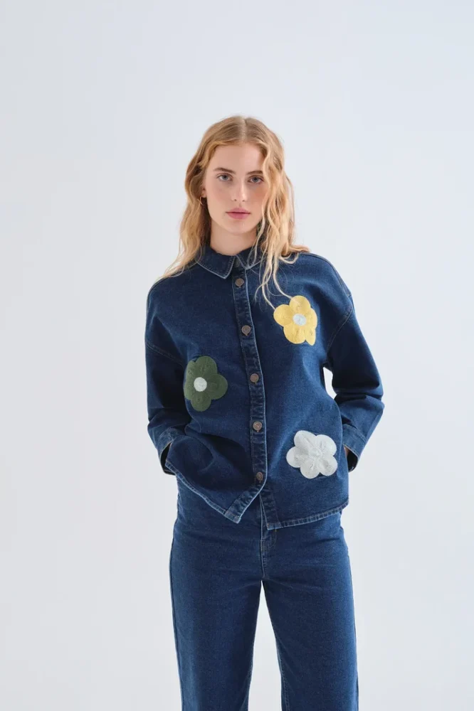 Denim πουκάμισο μπλε Euphonia Print Compania Fantastica