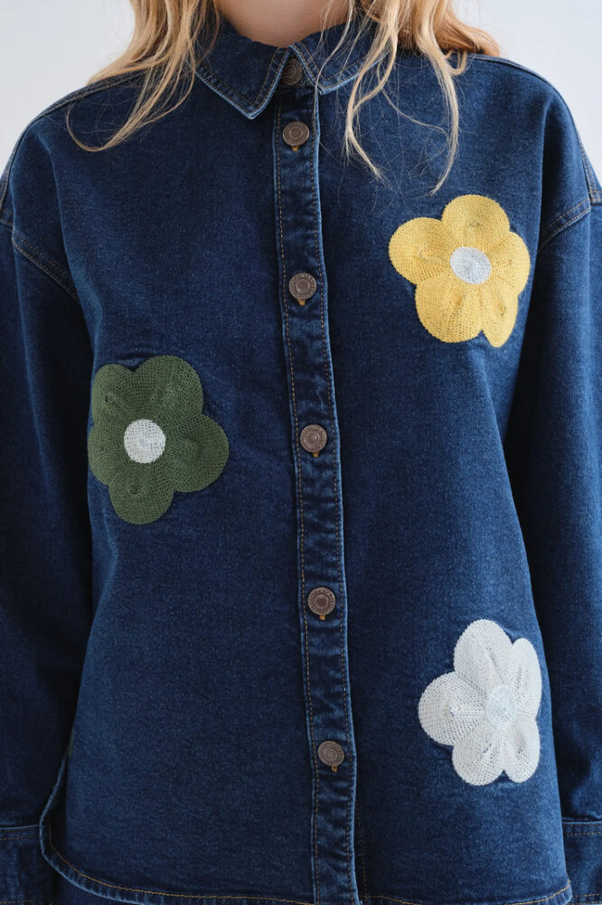 Denim πουκάμισο μπλε Euphonia Print Compania Fantastica - Image 3