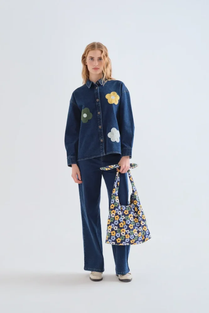 Denim πουκάμισο μπλε Euphonia Print Compania Fantastica - Image 4