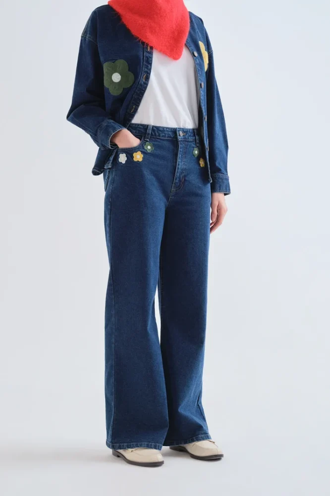 Denim παντελόνι μπλε Jacquard Euphonia Print Compania Fantastica