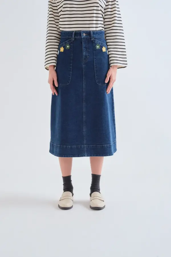 Denim φούστα μπλε Euphonia Print Compania Fantastica - Image 4