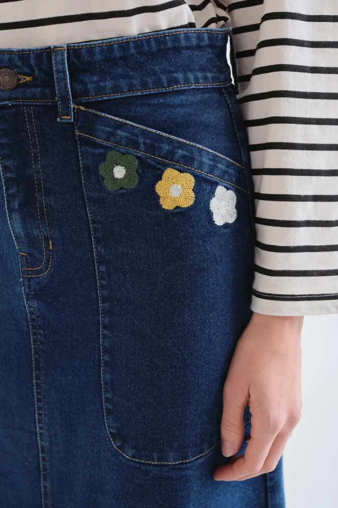 Denim φούστα μπλε Euphonia Print Compania Fantastica - Image 3