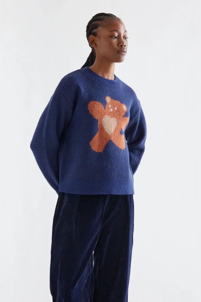 Πλεκτό πουλόβερ με bear print COMPANIA FANTASTICA