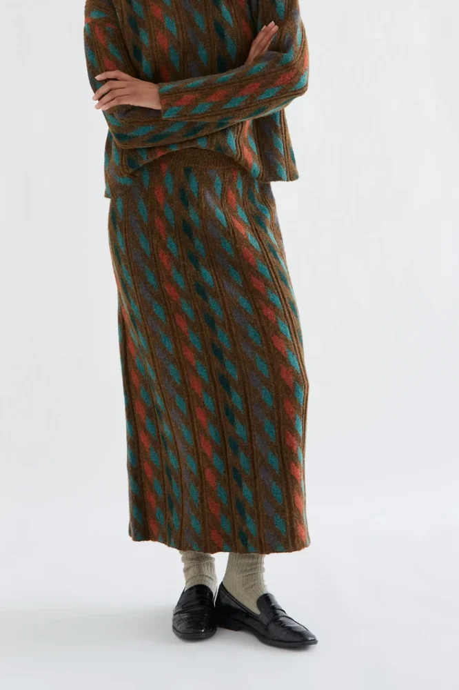 Πλεκτή φούστα με geometric print COMPANIA FANTASTICA - Image 2